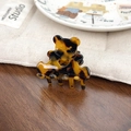 Pince à cheveux ours mignonne en acétate avec motif écaille de tortue et cœur évidé - Écaille de Tortue Café 4.5cm