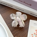 Elegant marble gradient 5-petal flower hair claw clip in cream and pink tones - Gray 6.8cm