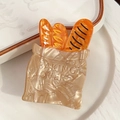 Unique acetate baguette hair claw clip in paper bag design with pearl finish - Baguette Bread Bag Style / Baguette