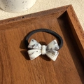 Elegant marble acetate bow hair tie with high-elastic black rubber band and handmade detail - Smoke Gray 4.5CM