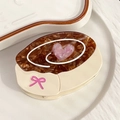 Brown tortoiseshell baguette hair claw clip with pink heart and bow design - Bow Heart Dessert Shape / Bow Dessert