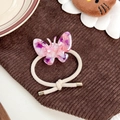 Élastique à cheveux avec papillon en acétate marbré rose et violet élégant - Rose rouge