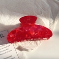 Elegante molletta per capelli grande in acrilico rosso marmorizzato per donna - Rosso 9CM