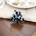 Petite pince à cheveux en acétate avec motif de vache noir et blanc et oreilles d'ours - Motif Vache 4.5cm
