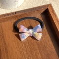 Handmade marble texture acetate bow hair tie with elastic band and France logo - Iridescent Purple 4.5CM