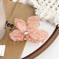 Pink marble acetate flower hair claw clip with crystal center and subtle glitter finish - Starry Sky Pink 9.5CM