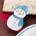 Pinza per capelli a pupazzo di neve in acetato con cappello azzurro e sciarpa invernale - Pupazzo di Neve con Sciarpa Blu