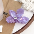 Elegant purple acetate flower hair claw clip with crystal center detail for women - Colorful Purple 9.5CM