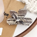 Elegant butterfly claw clip in taupe marble acetate finish with a central diamond accent - Starry Sky Gray 9.5CM
