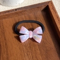 Pink and white marble acetate bow hair tie with France Handmade golden lettering - Colorful Pink Purple 4.5CM