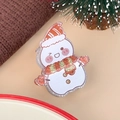 Funkelnde Schneemann Haarklammer mit Weihnachtsschal und roter Mütze für Frauen - Schneemann