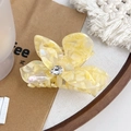 Floral acetate hair claw clip in vibrant yellow with rhinestone and marble texture - Floral Yellow 9.5CM