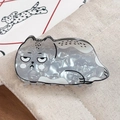 Pinza per capelli a forma di gatto marmorizzato grigio dal design creativo in acetato - Gatto Ciccione Pigro