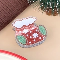 Weihnachtsstrumpf-Haarklammer mit festlichen roten und grünen Pailletten und Silberdekor - Rot-weiße Emaille-Weihnachtssocke