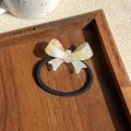 Iridescent white acetate bow hair tie with high elastic black rope for women - Colorful Bright Yellow 6CM