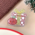 Glitzernder Acryl Haarklammer Weihnachtsgeschenkbox und roter Apfel mit feinem Silberglitter - Weihnachtsgeschenkbox