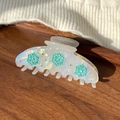 Pinza per capelli iridescente con fiori 3D verde menta e strass scintillanti da donna - Ciano