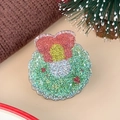 Weihnachts-Schneemann-Haarklammer mit roter Schleife und bunter Glitzerfüllung - Weihnachtsglocke