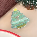 Glitzernde grüne Weihnachtsbaum Haarklammer mit gelbem Stern und festlichem Funkeln - Weihnachtsbaum