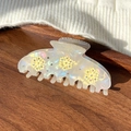 Elegante molletta per capelli grande in perla con fiori gialli e strass lucenti - Giallo Tuorlo