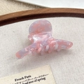 Pinza de pelo de acetato con textura de mármol rosa y púrpura y diseño curvado - 6.5cm / Rosa Púrpura