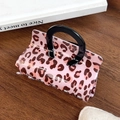 French style leopard print pink hair claw clip with black handle for elegant styling - Leopard Pink