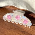 Elegante pinza per capelli 2025 bianco perlato con decorazioni a fiori rosa - Viola