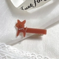 Caramel brown acetate hair clip featuring a cute rhinestone Chihuahua dog decoration - Caramel color