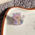 Cute acetate cat hair claw clip with colorful marble pattern for thin hair and styling - Dreamy Purple