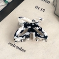 Elegant hollow acetate butterfly hair claw clip with black and white marble pattern finish - Cow Pattern 4.5cm
