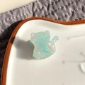 Blue and white marble pattern cat hair claw clip in acetate for women and girls - Turquoise Green