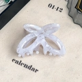 White marble pattern acetate butterfly hair claw clip with elegant cutout design - Wave White 4.5cm