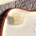 Cute acetate cat hair claw clip with aurora glitter finish for side hair styling - Gold