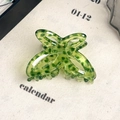 Transparent green leopard pattern butterfly hair claw clip with cutout design - Emerald Green 4.5cm