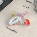 Vibrant butterfly hair claw clip with colorful marbled acetate pattern and pink studs - Tropical Red 4.5cm