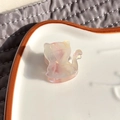 Cute pink acetate cat hair claw clip with pearlescent marble texture for women - Grape Purple
