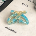 Blue and beige marble acetate butterfly hair claw clip with elegant hollow design - Oil Painting Green 4.5cm