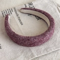 Detail von taro-violettem Tweed-Haarreif mit Karomuster, rutschfestem Futter und Polsterung - Lila Rosa Schachbrett Stil (26360C)