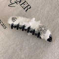 Detalle de pinza para el pelo de felpa blanca con lazo perla y colgante de nieve - Modelo Pequeño (27852A)