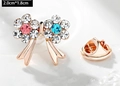 Macro view of crystal bow brooch in rose gold with 2.0cm by 1.8cm size labels - Bowknot (X0234) / 2.0cm x 1.8cm / Colorful