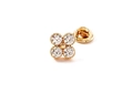 Macro detail of gold-tone clover lapel pin featuring clear rhinestones and butterfly clasp - Clover (X0234) / Leaf with Rhinestone
