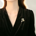 Elegant gold camellia flower brooch with pearl and sparkling crystals for women suits - Camellia / Gold