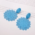 Exquisite sky blue hollowed petal drop earring with a bohemian floral design finish - Blue