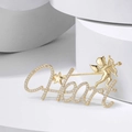 Elegant gold Heart brooch with Cupid design and sparkling crystals for suits - Gold