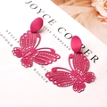 Exquisite hohle Schmetterlings-Ohrhänger in Rosenrot mit mattem Finish und feiner Textur - Hohl Schmetterling (4694232792979) / Fuchsia