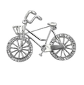 Vista dettagliata della spilla a bicicletta in argento con lega e strass scintillanti - Argento