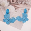 Elegante große Schmetterlingsohrringe aus Metall in Himmelblau mit filigranen Details - Hohl Schmetterling (4871812631287) / Blau