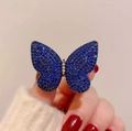 Anello farfalla di lusso con cristalli blu reale e finitura in metallo canna di fucile - Blu