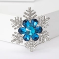Spilla fiocco di neve argento con cristalli blu elegante per abiti formali da donna - Base Argento Pietra Blu / Blu
