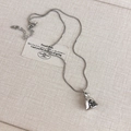 Detail of silver money bag pendant with dollar sign and adjustable snake bone chain - Silver Glossy Money Bag Pendant (27691E)